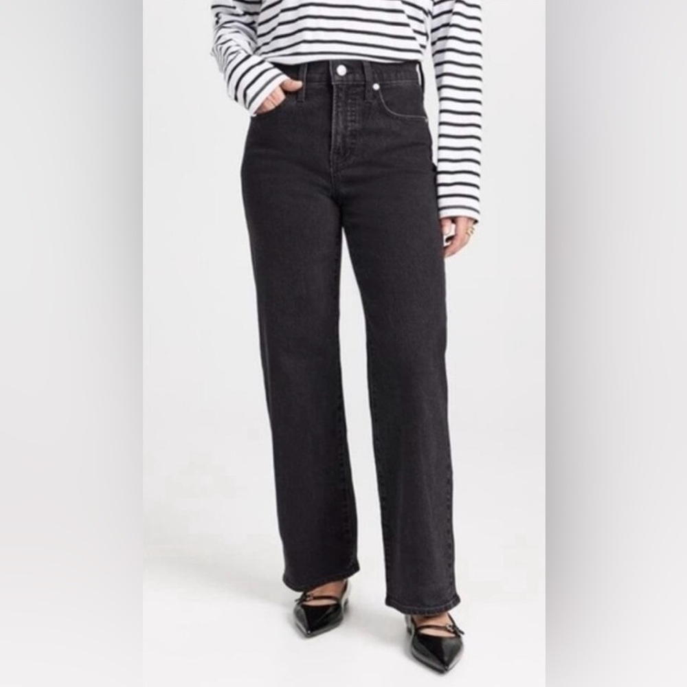 Madewell Perfect Vintage Wide-Leg Jeans Size 26P Short Length Black